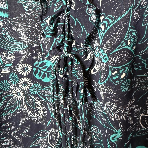 Anthropologie Navy and Teal Floral Blouse - Picture 8 of 8